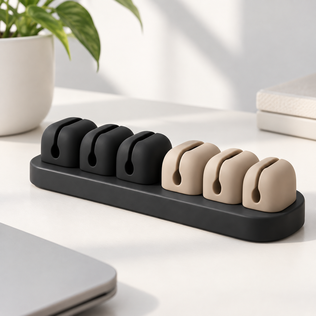 6-Slot Desktop Cable Organizer – Cord Management Holder for Desk & Office