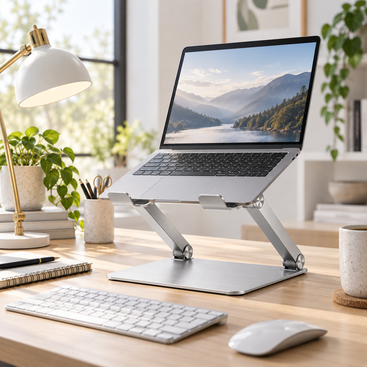Adjustable Aluminum Laptop Stand – Ergonomic Foldable Desk Riser