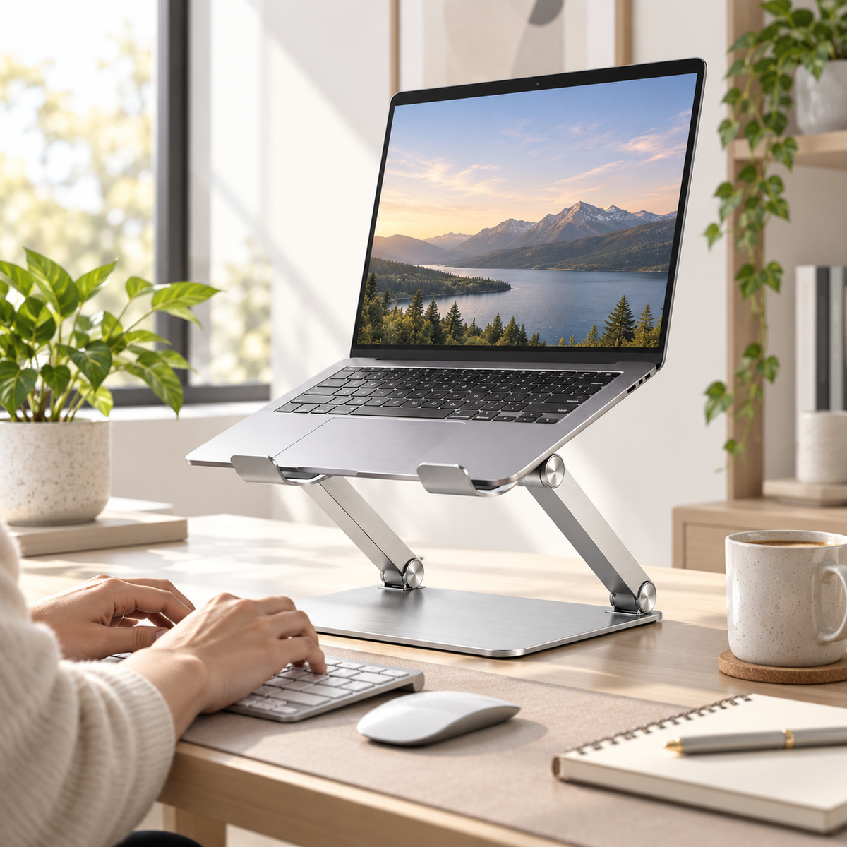 Adjustable Aluminum Laptop Stand – Ergonomic Foldable Desk Riser