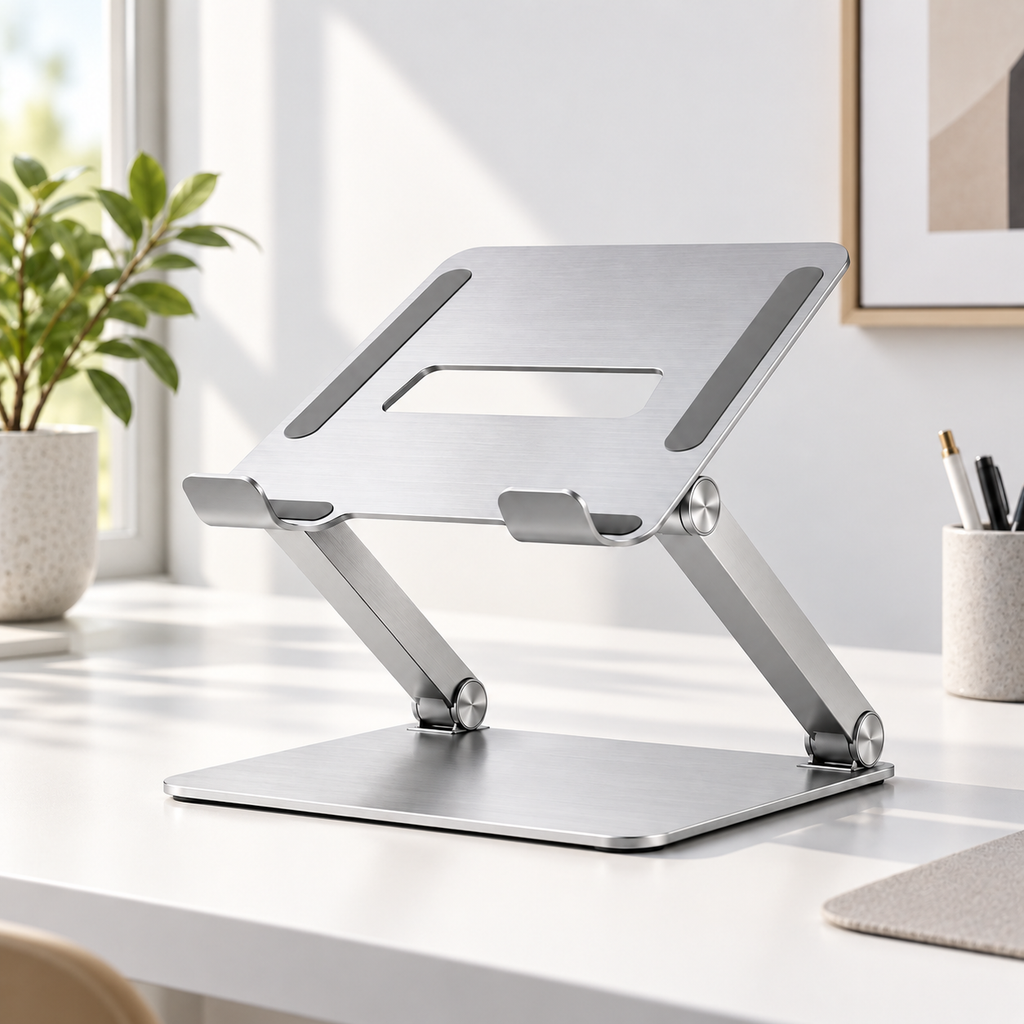 Adjustable Aluminum Laptop Stand – Ergonomic Foldable Desk Riser