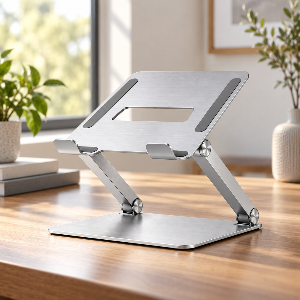 Adjustable Aluminum Laptop Stand – Ergonomic Foldable Desk Riser