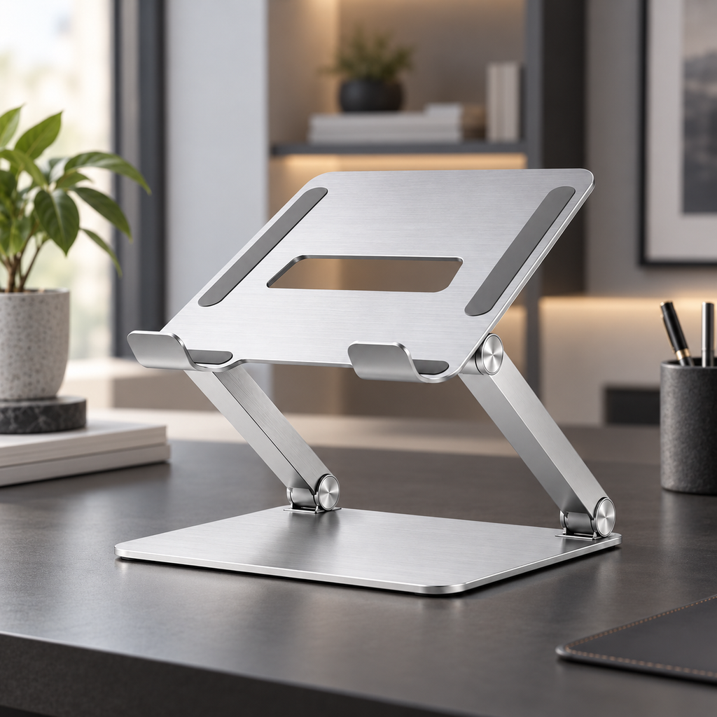 Adjustable Aluminum Laptop Stand – Ergonomic Foldable Desk Riser