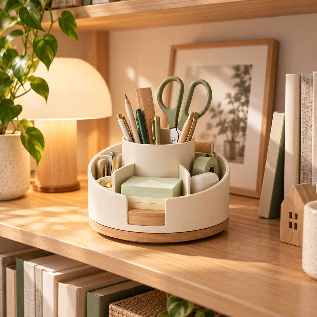 Rotating Desktop Organizer – Multi-Compartment Office Supply Caddy