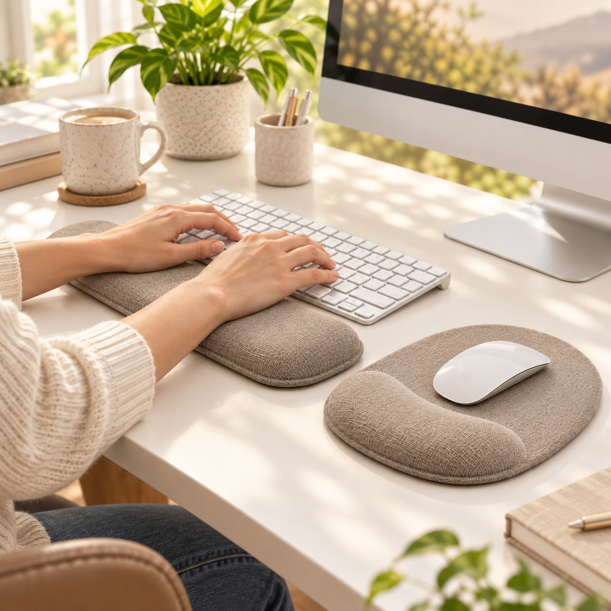 Ergonomic Keyboard Wrist Rest & Mouse Pad Set – Cushioned Desk Support