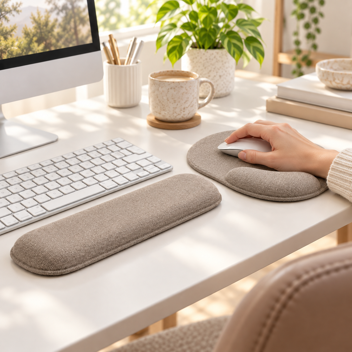 Ergonomic Keyboard Wrist Rest & Mouse Pad Set – Cushioned Desk Support