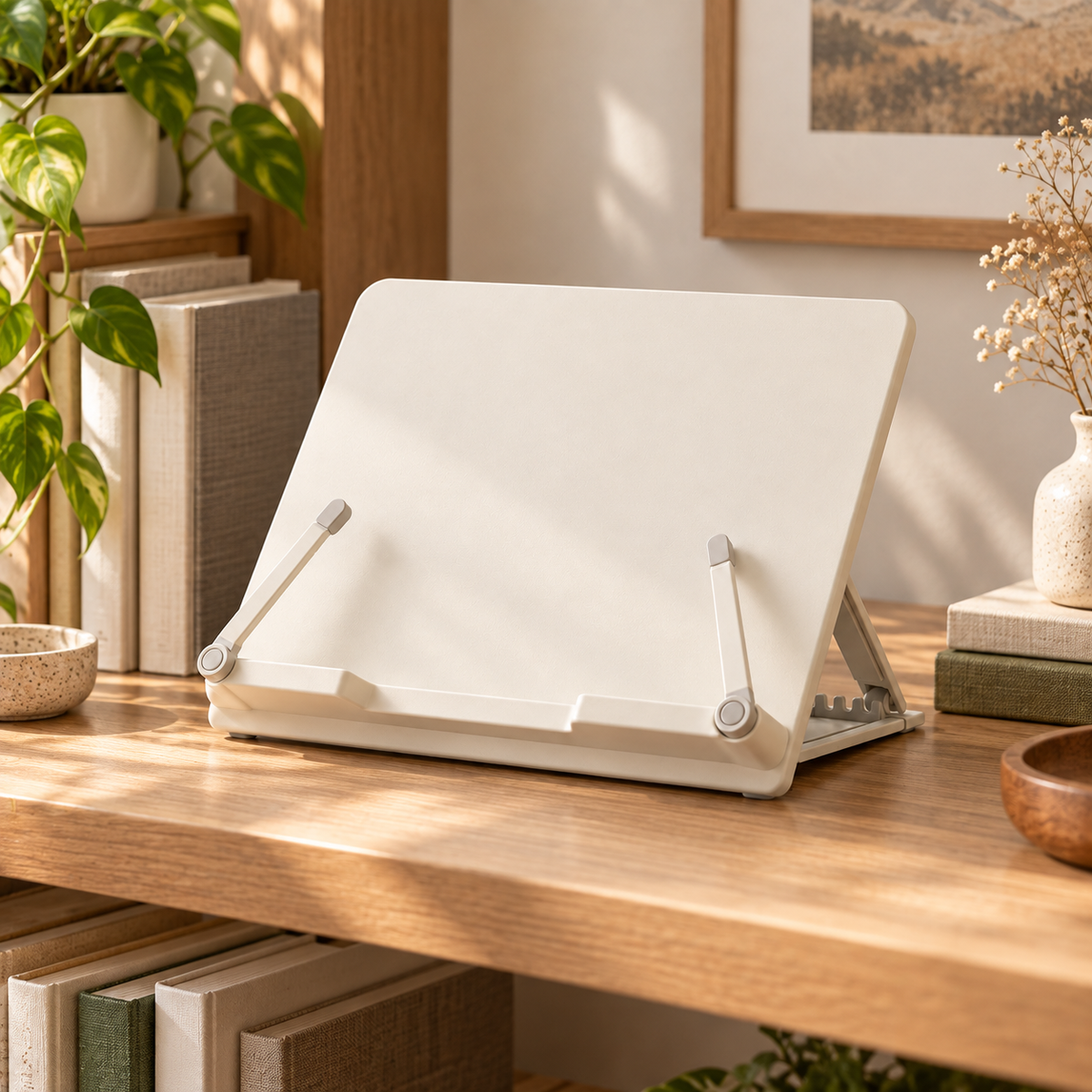 Adjustable Desktop Book & Tablet Stand – Foldable Reading Holder