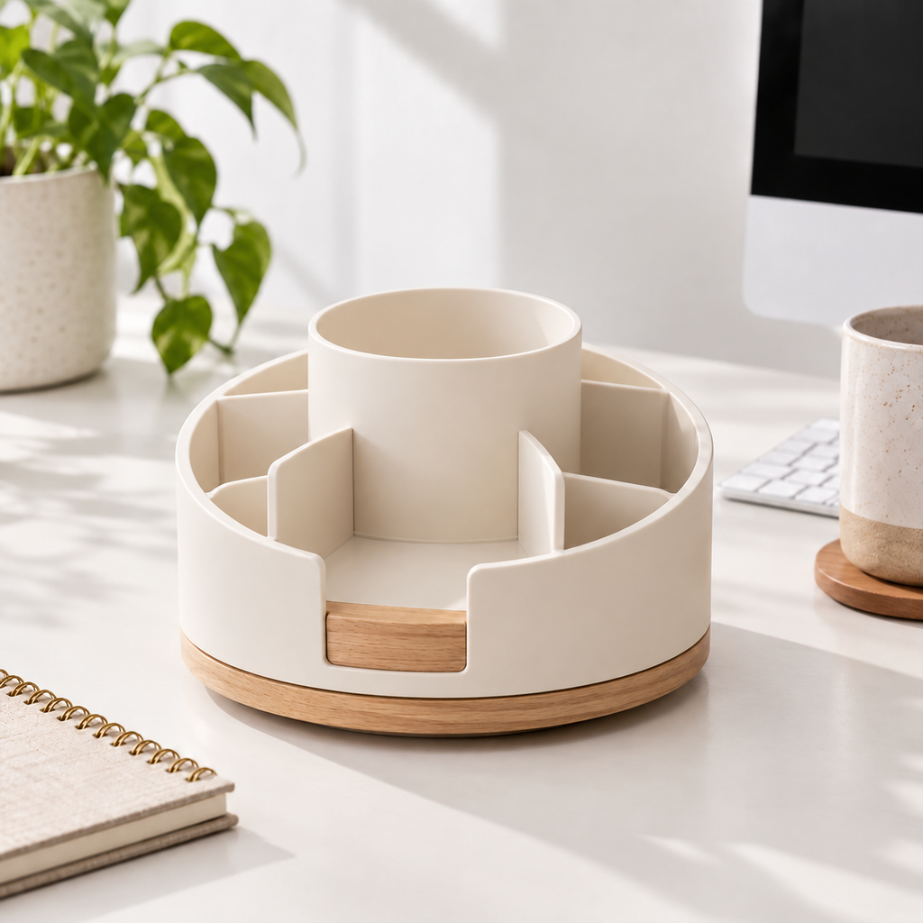 Rotating Desktop Organizer – Multi-Compartment Office Supply Caddy