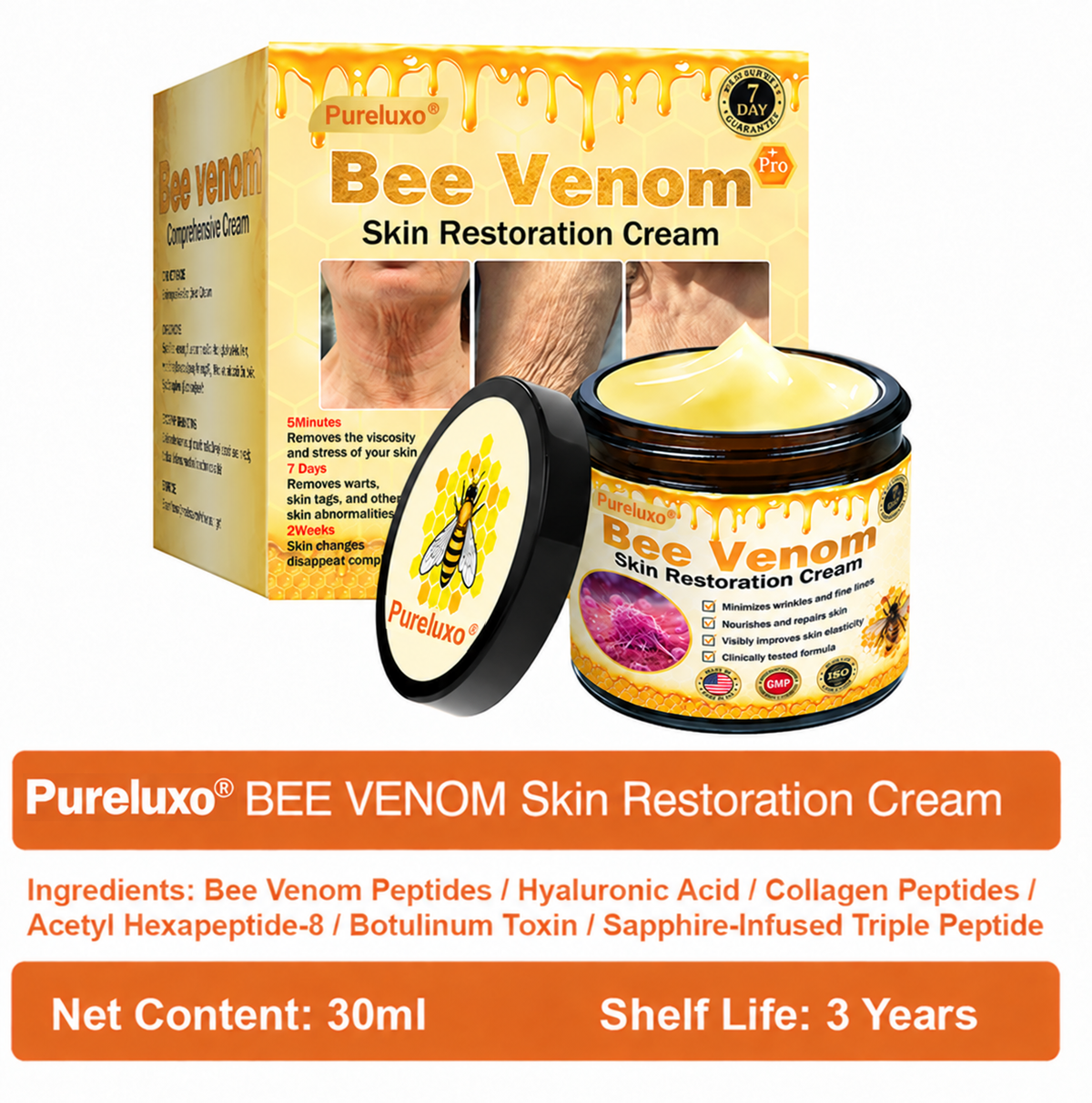🔥Official Brand Shop丨Pureluxo® Bee venom Pro Comprehensive Cream—Tightening for Skin Types